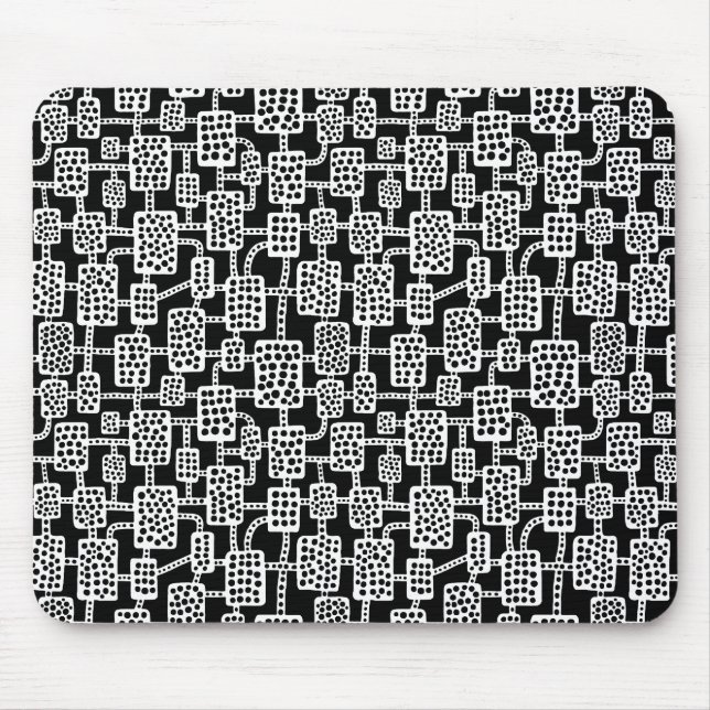 Mousepad Abstrato 041113 - Branco sobre Preto (Frente)