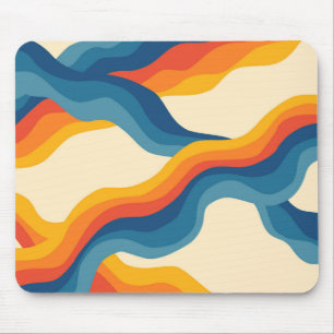 Mousepad Abstrato 70s Padrão de faixa de luz azul retroalar