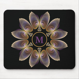 Mousepad Abstrato Angel Wings Mandala Fractal Monograma