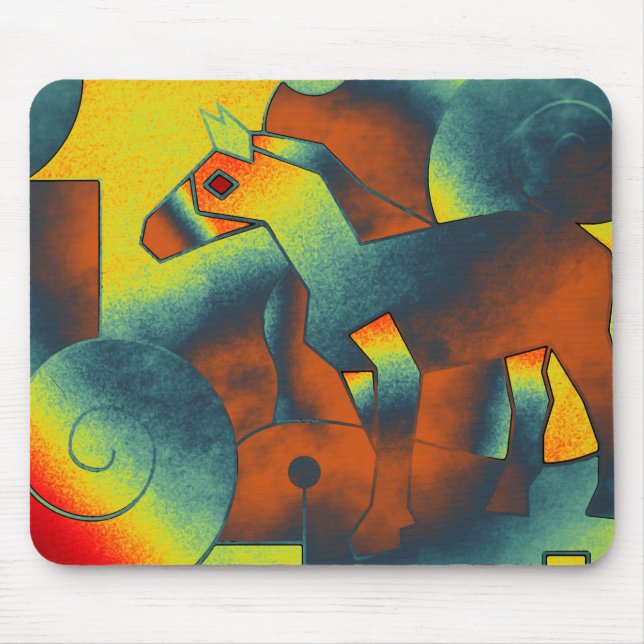 Mousepad Abstrato ART - A HORSE - amarelo azul (Frente)