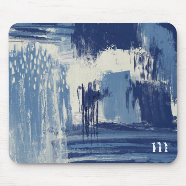 Mousepad Abstrato Azul e Marfim (Frente)