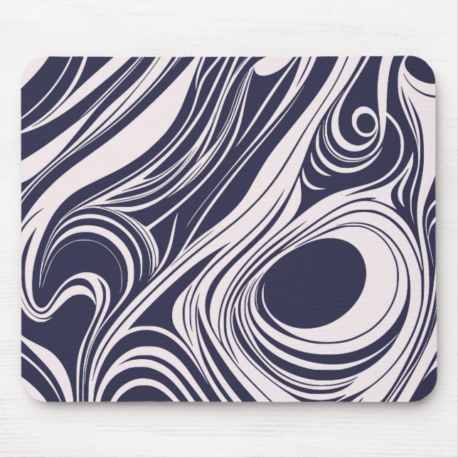 Mousepad Abstrato azul escuro e cinza espirais líquidas des (Frente)