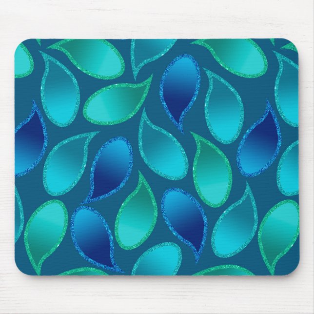 Mousepad Abstrato azul verde pavão pavão pavão padrão (Frente)