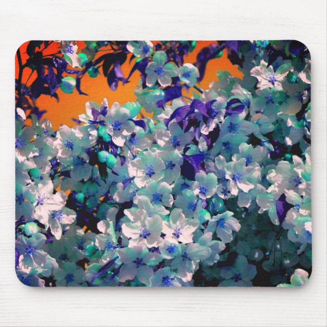 Mousepad Abstrato Blue Blossoms Flor Art (Frente)