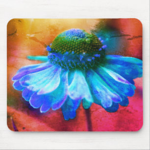 Mousepad Abstrato Blue Zinnia Flower Art