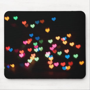 Mousepad Abstrato Bokeh forma corações amorosos