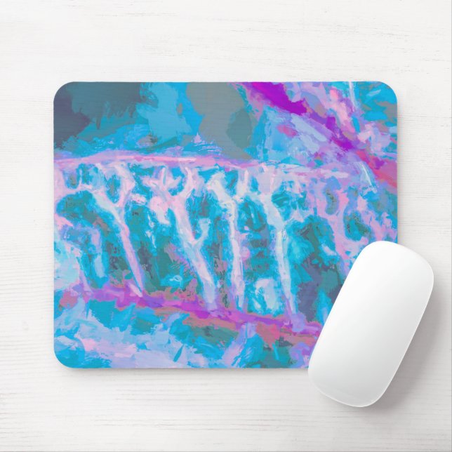 Mousepad Abstrato Branco Cor Azul-Rosa Moderna (Com mouse)