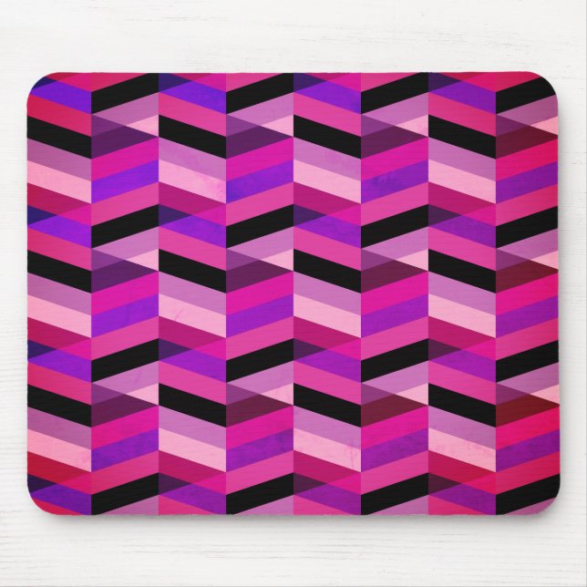 Mousepad Abstrato Chevron/Herringbone | Rúpias e Violetas (Frente)