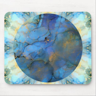 Mousepad abstrato cifi de ouro azul