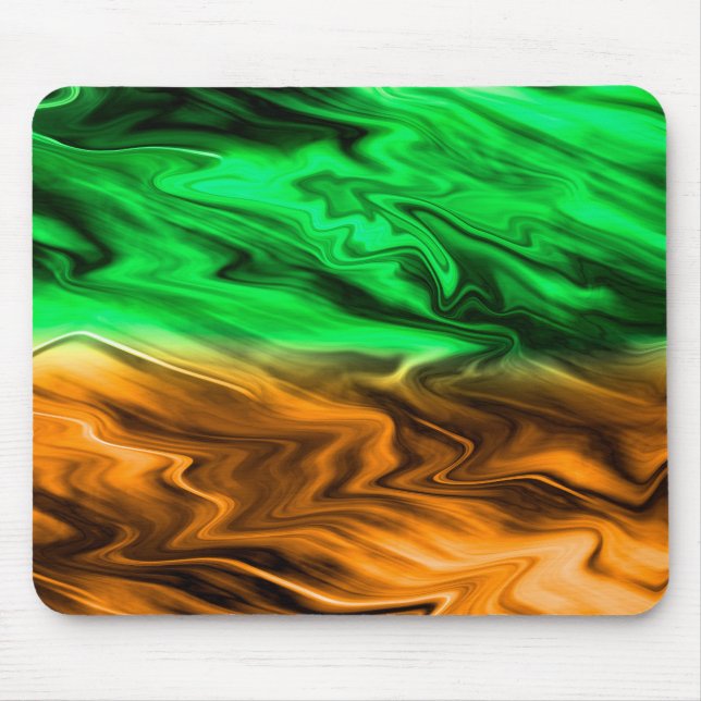 Mousepad Abstrato com manchas indefinidas em verde laranja (Frente)