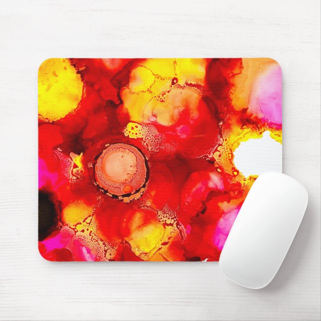 Mousepad Abstrato cor-de-rosa vermelho e rosa (Com mouse)