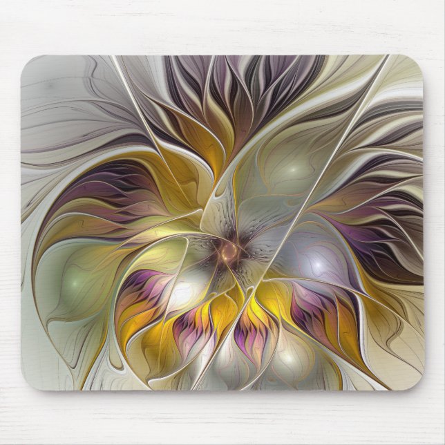 Mousepad Abstrato da Fantasia Colorida Flor Moderno Fractal (Frente)