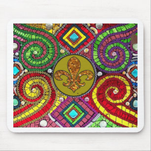 Mousepad Abstrato da flor de lis do vitral