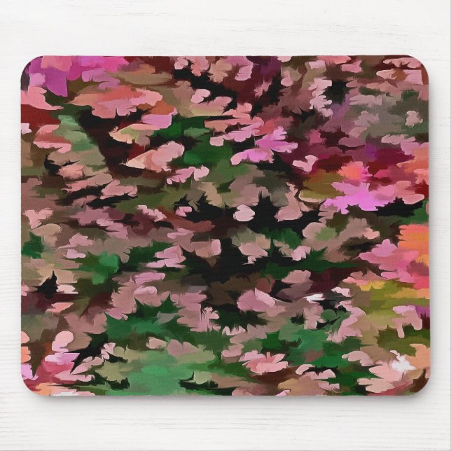 Mousepad Abstrato da folha no rosa, no pêssego e no verde (Frente)