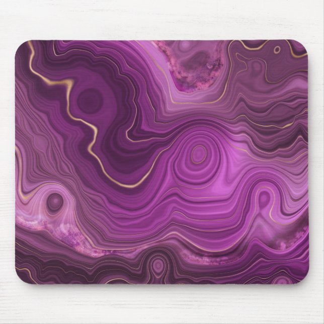 Mousepad Abstrato De Agata Real Roxo E Dourado (Frente)