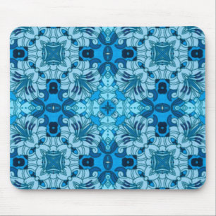 Mousepad Abstrato de Aquarela Azul Denim Floral