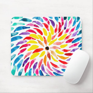 Mousepad Abstrato de aquarela espiral arco-íris