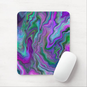 Mousepad Abstrato de Arte de Fluidos Roxos, Verdes e Azuis