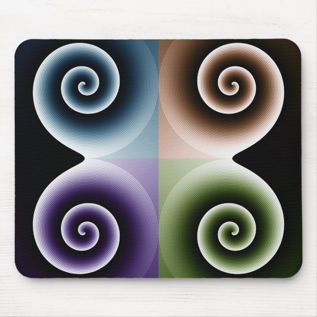 Mousepad Abstrato de Arte Espiral de Quatro Cores (Frente)