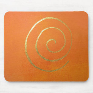Mousepad Abstrato de Arte Moderna Laranja E Pintura Dourada