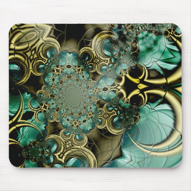 Mousepad Abstrato de Arte Mouse Vidro metálico Dourado Vidr (Frente)
