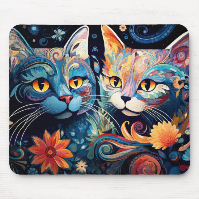 Mousepad Abstrato de Encantamento de Animais Coloridos de G (Frente)
