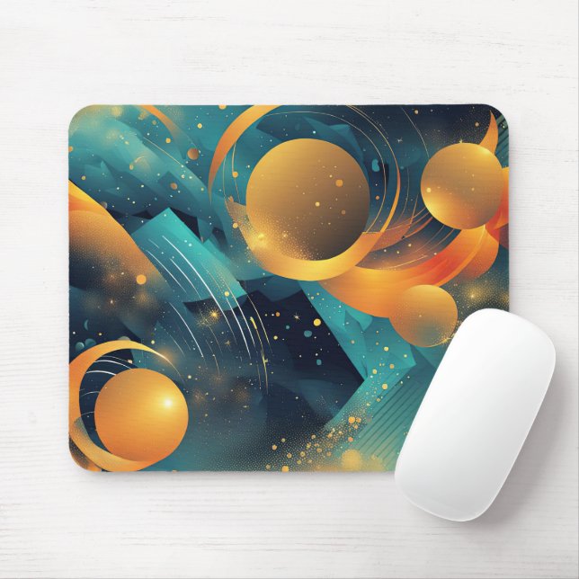 Mousepad Abstrato de esfera Dourada e lacrimogênea (Com mouse)