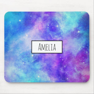 Mousepad Abstrato de Espaço de Galáxia Roxo e Azul
