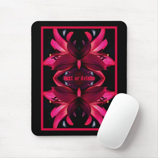 Mousepad Abstrato de Flor Vermelho Lily Personalizado (Com mouse)