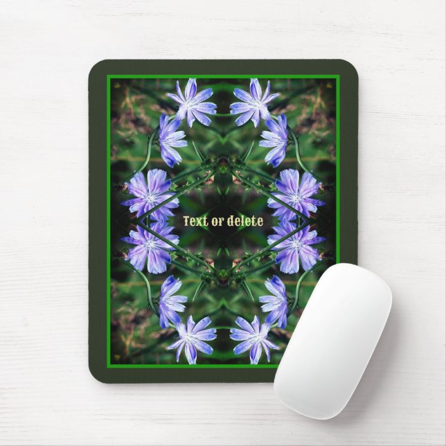 Mousepad Abstrato de Flores de Chicória Selvagem Azul Perso (Com mouse)