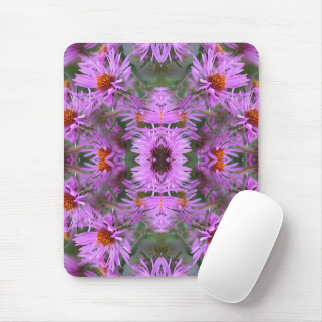 Mousepad Abstrato de Flores do Aster da Nova Inglaterra ros (Com mouse)