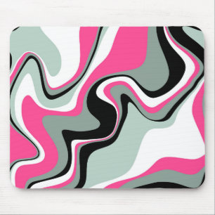 Mousepad Abstrato de Fluidos Preto, Cinza e Rosa