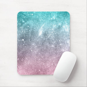 Mousepad Abstrato de galáxia azul-aqua-rosa-ombre