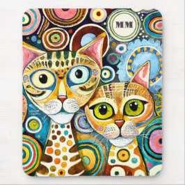 Mousepad Abstrato de Gatos legal