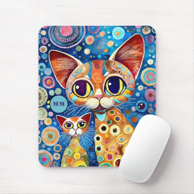 Mousepad Abstrato de Gatos legal (Com mouse)