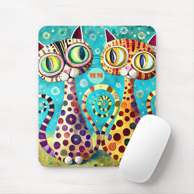 Mousepad Abstrato de Gatos legal (Com mouse)