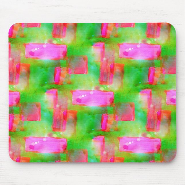 Mousepad abstrato de luz solar pintado de amarelo, rosa (Frente)