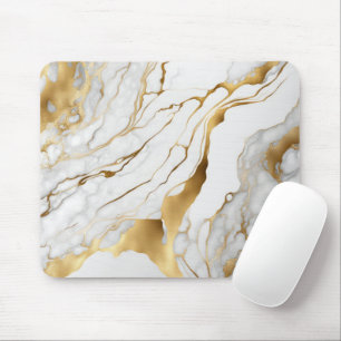 Mousepad Abstrato de mármore branco e Dourado