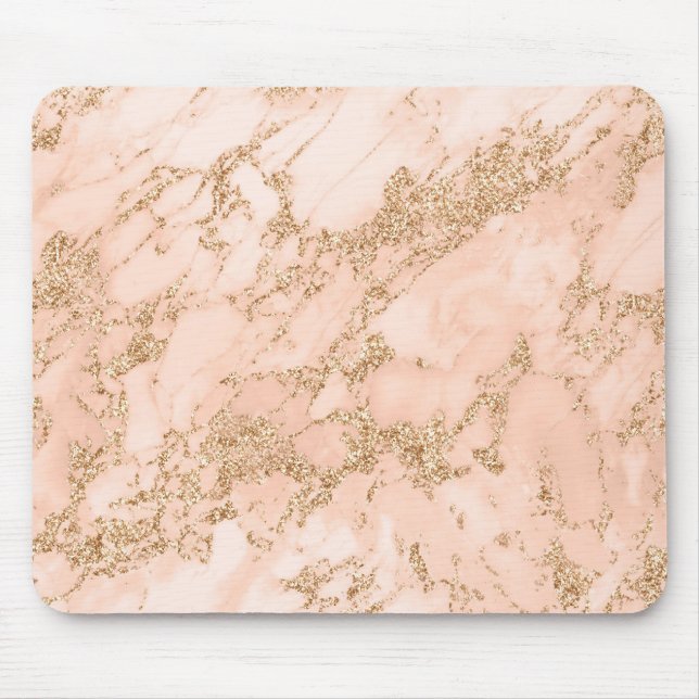 Mousepad abstrato de mármore Rosa dourado (Frente)