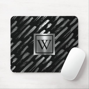 Mousepad Abstrato de metal preto e prateado