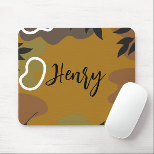 Mousepad Abstrato de mostarda branca e monograma