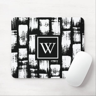 Mousepad Abstrato de Pincel Preto e Branco