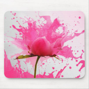 Mousepad Abstrato de pintura de de flor rosa