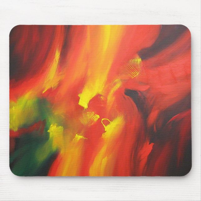 Mousepad Abstrato de pintura moderna - Amarelo vermelho - v (Frente)