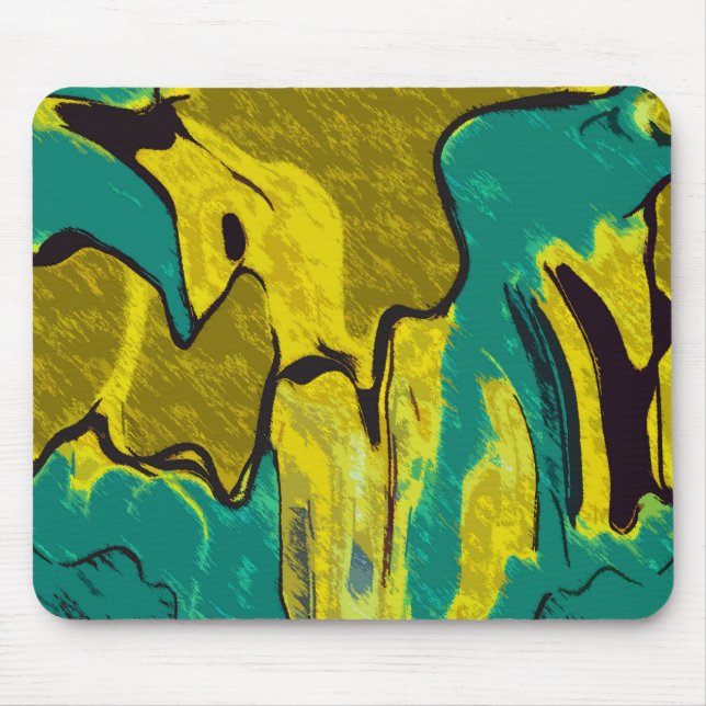 Mousepad Abstrato de Teal Amarelo da Mostarda (Frente)