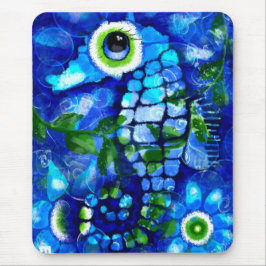 Mousepad Abstrato do Whimsso Seacavalo Azul Teal Verde Flor