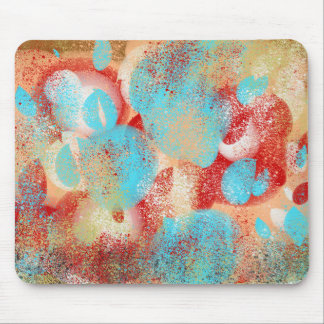 Mousepad Abstrato em Azul-Aquático, Vermelho e Amarelo