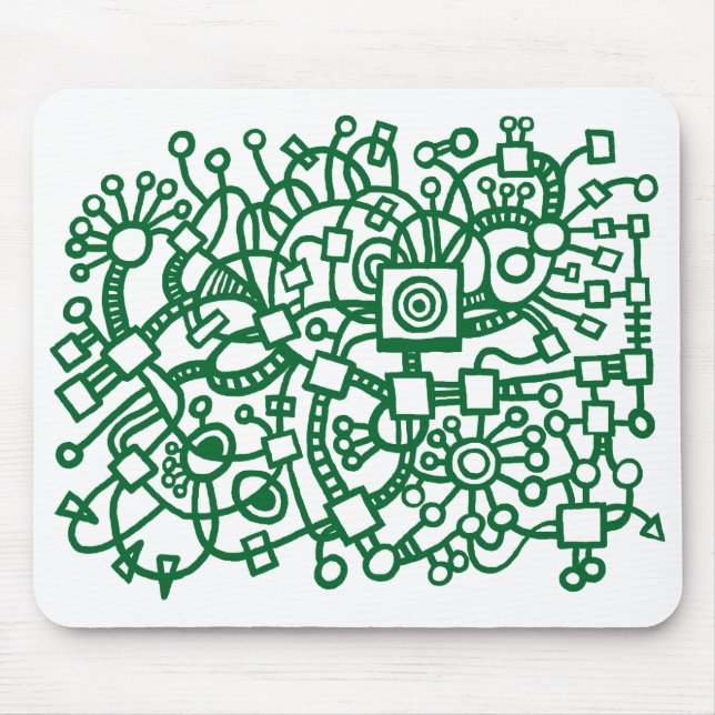 Mousepad Abstrato - Floresta Verde em Branco (Frente)