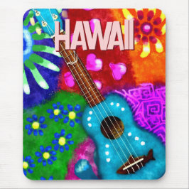 Mousepad Abstrato Funky Ukulele Floral Roxo Tropical