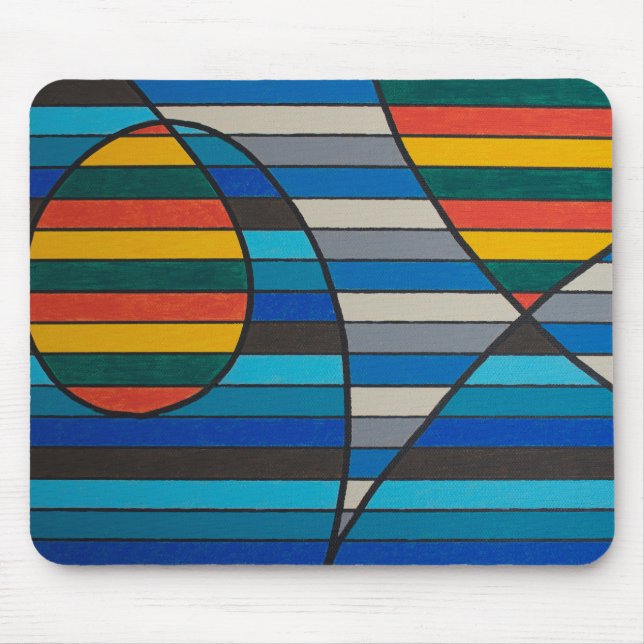 Mousepad Abstrato Geométrico com Listras e Formas Ousadas (Frente)